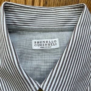 Brunello Cucinelli Dress Shirt Gray Stripe 16/32